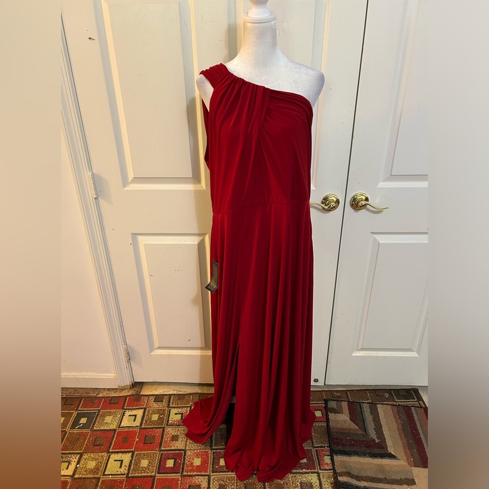 Ann Taylor Red One Shoulder Dress